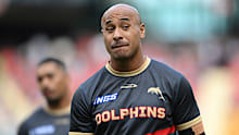BRISBANE, AUSTRALIA - AUGUST 11: Felise Kaufusi of the Dolphins warms up prior to the round 23 NRL match between Dolphins and New Zealand Warriors at Suncorp Stadium, on August 11, 2024, in Brisbane, Australia. (Photo by Matt Roberts/Getty Images)