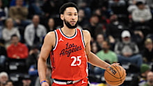 Ben Simmons of the LA Clippers handles the ball during the first half.