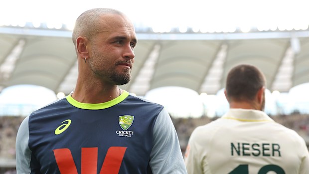 Jake Weatherald of Australia looks on after winning the match on day two of the First Ashes Test Match 