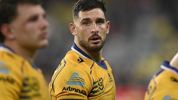 Ryan Matterson of the Eels looks on during the loss to North Queensland.