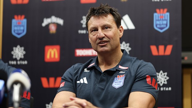 Laurie Daley speaks to media after being announced as the NSW Blues' new coach in December 2024.