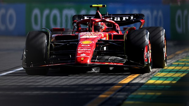 Carlos Sainz of Spain driving the Ferrari at Albert Park.