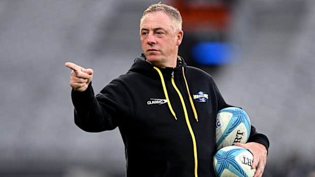 Coach Clark Laidlaw of the Hurricanes at Forsyth Barr Stadium.