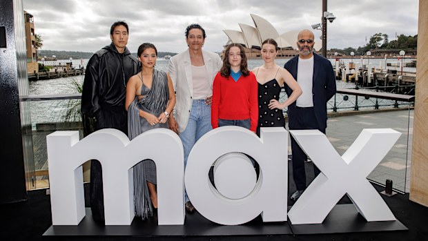The Last of Us season 2 cast members Young Mazino, Isabela Merced, Gabriel Luna, Bella Ramsey, Kaitlyn Dever and Jeffrey Wright pose during a photocall at Sydney Harbour on March 31, 2025 in Sydney, Australia. 