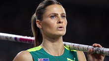 BUDAPEST, HUNGARY - AUGUST 23: Nina Kennedy of Team Australia  competes in the Women's Pole Vault Final during day five of the World Athletics Championships Budapest 2023 at National Athletics Centre on August 23, 2023 in Budapest, Hungary. (Photo by Steph Chambers/Getty Images)