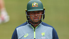 MELBOURNE, AUSTRALIA - DECEMBER 24: Usman Khawaja of Australia prepares to bat during an Australia nets session at Melbourne Cricket Ground on December 24, 2025 in Melbourne, Australia. (Photo by Morgan Hancock/Getty Images)