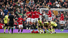 Burnley's Jacob Bruun Larsen takes a free kick during the Premier League match at Old Trafford.