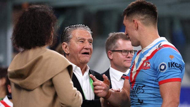 Roosters boss Nick Politis talks to Victor Radley.