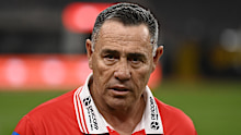 LAS VEGAS, NEVADA - FEBRUARY 27: Dragons coach Shane Flanagan looks on during a walk through at Allegiant Stadium on February 27, 2026 in Las Vegas, Nevada. (Photo by Ian Hitchcock/Getty Images)