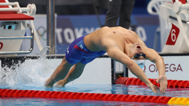 Ryan Murphy competes in the heats of the 200m backstroke in Tokyo.