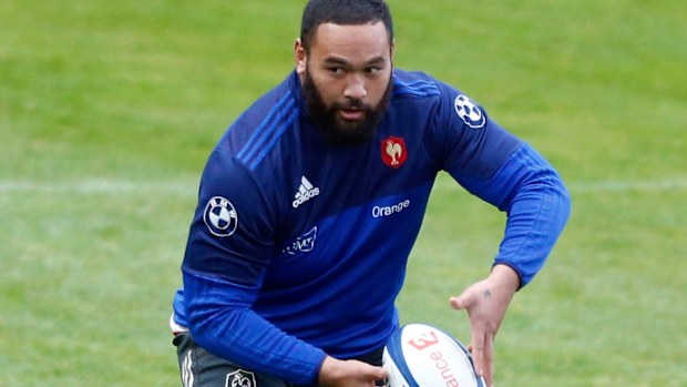 French player Uini Atonio at a training session.