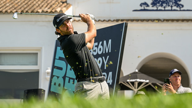 Matthew Wolff of Smash GC plays his tee shot on the 10th hole during day one of LIV Golf - AndalucÌa at Real Club Valderrama on June 30, 2023 in Cadiz, Spain. (Photo by Octavio Passos/Getty Images)