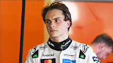 Oscar Piastri looks on in the garage ahead of the Mexican Grand Prix.