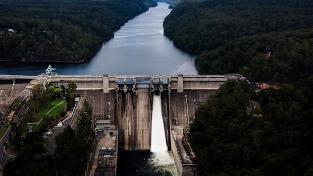 Warragamba Dam spills on 06 January, 2020. Photo: Brook Mitchell
