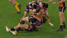 Patrick Carrigan has been charged for this hip drop tackle on Jackson Hastings.