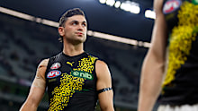 MELBOURNE, AUSTRALIA - APRIL 24: Tim Taranto of the Tigers looks dejected after a loss during the 2023 AFL Round 06 match between the Melbourne Demons and the Richmond Tigers at the Melbourne Cricket Ground on April 24, 2023 in Melbourne, Australia. (Photo by Dylan Burns/AFL Photos)
