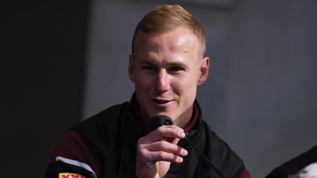 Daly Cherry-Evans speaks during a State of Origin media opportunity  at Federation Square on June 25, 2024 in Melbourne, Australia. (Photo by Daniel Pockett/Getty Images)