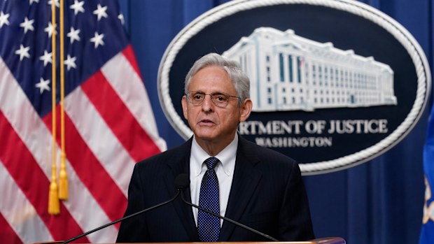 Attorney General Merrick Garland speaks at the Justice Department Thursday, Aug. 11, 2022, in Washington. (AP Photo/Susan Walsh)