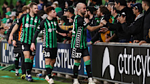 MELBOURNE, AUSTRALIA - MAY 24: Western United thanks fans after the A-League Men Semi Final match between Melbourne City and Western United at AAMI Park, on May 24, 2025, in Melbourne, Australia. (Photo by Graham Denholm/Getty Images)