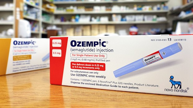 LOS ANGELES, CALIFORNIA - APRIL 17: In this photo illustration, boxes of the diabetes drug Ozempic rest on a pharmacy counter on April 17, 2023 in Los Angeles, California. Ozempic was originally approved by the FDA to treat people with Type 2 diabetes- who risk serious health consequences without medication. In recent months, there has been a spike in demand for Ozempic, or semaglutide, due to its weight loss benefits, which has led to shortages. Some doctors prescribe Ozempic off-label to treat
