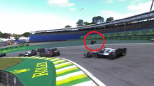 Daniel Ricciardo's rear wing was hit by a tyre. 