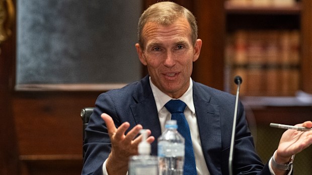 Minister for Planning Rob Stokes, speaking at the Budget Estimates, Jubilee Room. 