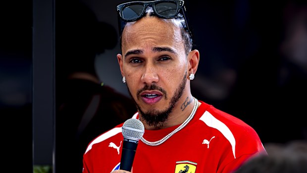 Formula 1 driver Lewis Hamilton of Scuderia Ferrari HP participates in the Formula 1 pre-season testing at the Bahrain International Circuit for the 2026 season in Sakhir, Bahrain, on February 12, 2026. (Photo by Marcel van Dorst/EYE4IMAGES/NurPhoto via Getty Images)