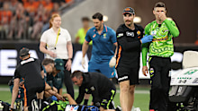 Cameron Bancroft leaves the field while playing for Sydney Thunder. 