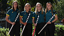 Hockeyroos players Karri Somerville, Tatum Stewart, Jane Claxton and Kaitlin Nobbs. 
