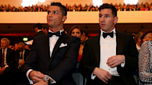 Cristiano Ronaldo and Lionel Messi during the 2015 Ballon d'Or awards.