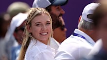 Katie Boulter watches boyfriend Alex de Minaur play a match against Diego Schwartzman at The Queen's Club on June 22, 2023 in London, England. 