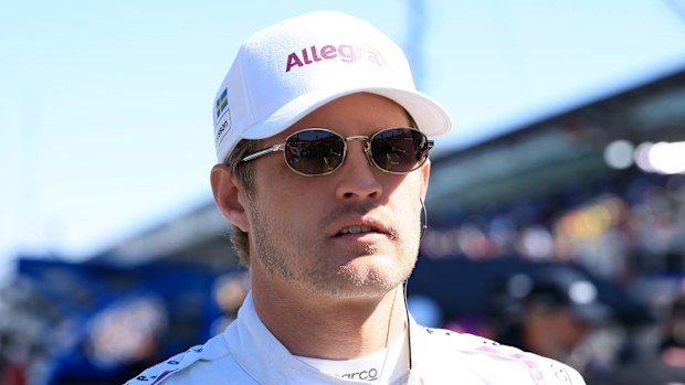 Marcus Ericsson, driver of the #28 Andretti Global Honda, looks on during the Carb Day practice prior to the 109th Running of the Indianapolis 500 at Indianapolis Motor Speedway.