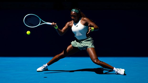 Coco Gauff of the United States in action against Sofia Kenin.