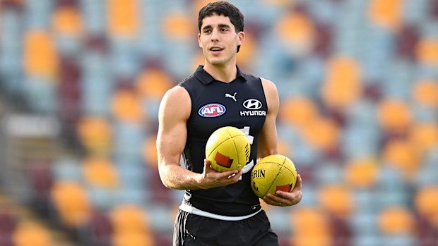 Adam Cerra of the Blues at training.