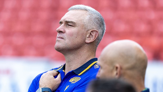 Parramatta Eels coach Jason Ryles ahead of the trial game against the Newcastle Knights at McDonald Jones Stadium on February 14, 2025.