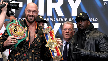 Tyson Fury (left) and Dillian Whyte during a press conference at Wembley Stadium, London. Picture date: Wednesday April 20, 2022. (Photo by Nick Potts/PA Images via Getty Images)