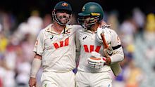 Travis Head and Alex Carey walked off the Adelaide Oval together at stumps on day three, remaining unbeaten with a century and half-century respectively.