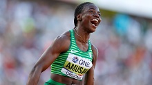 Tobi Amusan of Team Nigeria reacts after winning gold in the Women's 100m Hurdles Final on day ten of the World Athletics Championships Oregon22 at Hayward Field on July 24, 2022 in Eugene, Oregon. (Photo by Steph Chambers/Getty Images)