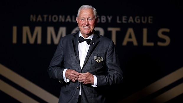 Ron Coote poses as the 14th Immortal during the NRL Hall of Fame and Immortal Induction 2024 at Sydney Cricket Ground on August 21, 2024 in Sydney, Australia. (Photo by Brendon Thorne/Getty Images)