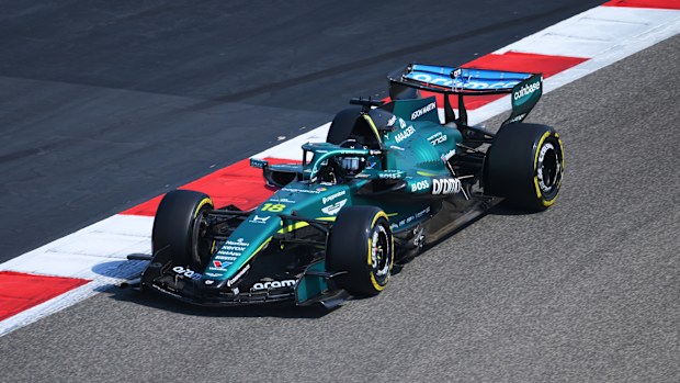 Lance Stroll of Canada driving the (18) Aston Martin F1 Team AMR26 Honda on track during day three of F1 Testing at Bahrain International Circuit on February 20, 2026 in Bahrain, Bahrain. (Photo by Simon Galloway/LAT Images)