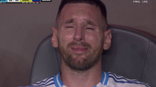 Lionel Messi captured on camera in tears after an ankle injury forced him from the field in the Copa America final.