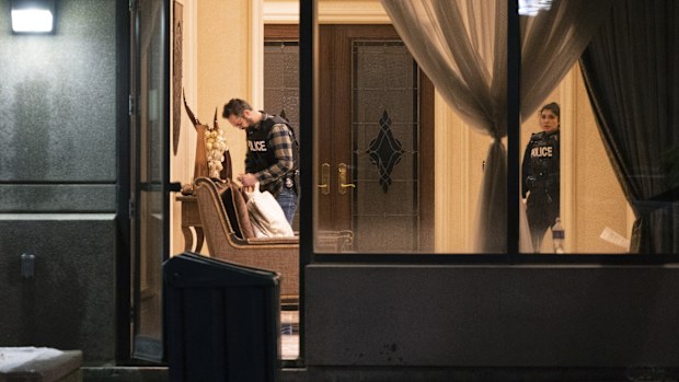 York Regional Police tactical officers work the scene of a fatal shooting in Vaughan, Ontario. Authorities said multiple people were shot and killed in a condominium unit in the Toronto suburb and the gunman was killed by police.  