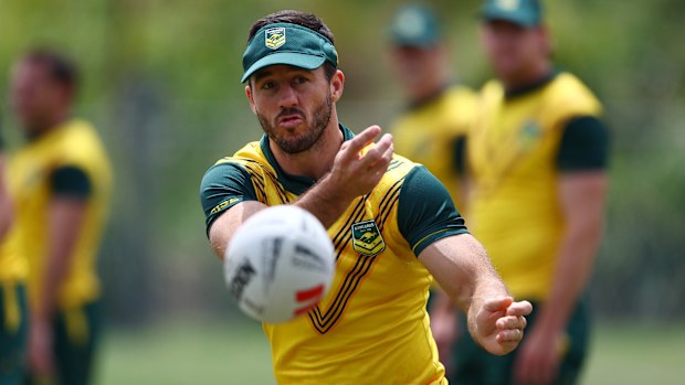 Ben Hunt during an Australia Kangaroos training session at Ballymore Stadium on October 22, 2024 in Brisbane, Australia. (Photo by Chris Hyde/Getty Images)