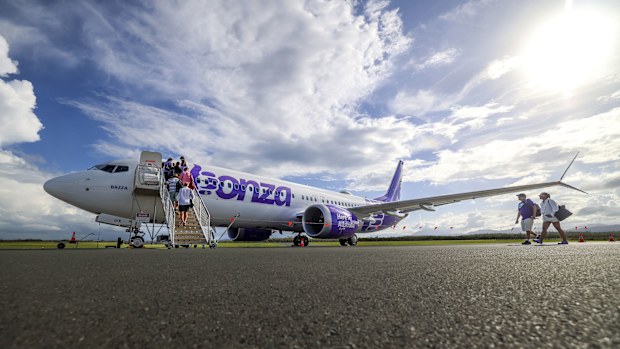 Bonza passengers board plane
