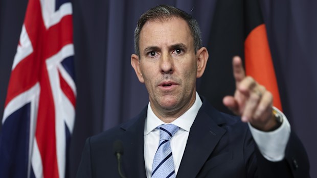 Treasurer Dr Jim Chalmers during a press conference at Parliament House in Canberra on Tuesday 17 March 2026. fedpol Photo: Alex Ellinghausen
