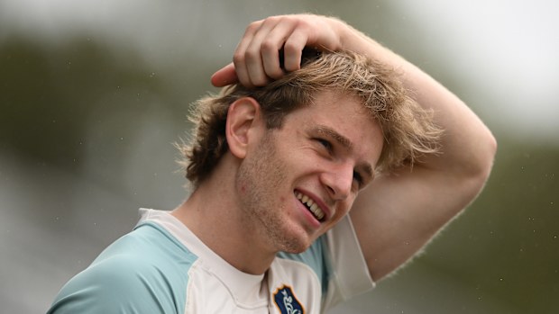 Max Jorgensen during a Wallabies training session at Ballymore Stadium.