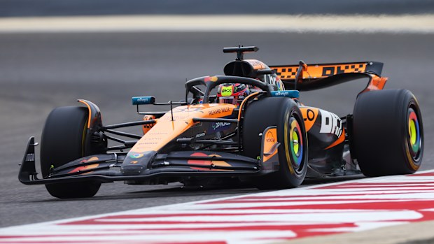 Oscar Piastri of Australia driving the (81) McLaren MCL39 Mercedes on track during day two of F1 Testing at Bahrain International Circuit on February 27, 2025 in Bahrain, Bahrain. (Photo by Peter Fox/Getty Images)
