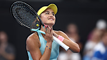 Arina Rodionova of Australia celebrates winning her match against Sofia Kenin at the Brisbane International.