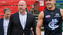 Former Carlton president Luke Sayers and AFL captain Patrick Cripps.