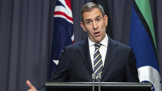 Treasurer Jim Chalmers during a press conference